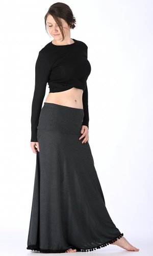 Długa ciepła spódnica Tassel szaro-zielona - Rozmiar: S/M