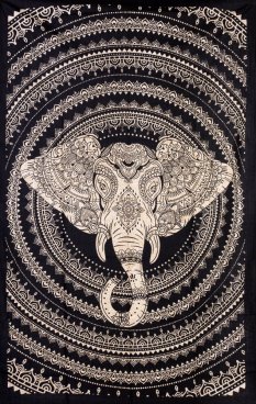 Mandala malá ELEPHANT černo-bílá