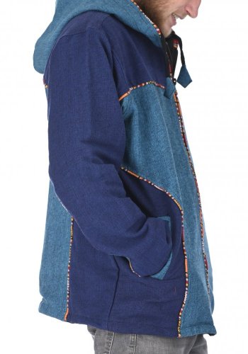 Bunda s kapucí Praja modrá-tmavě modrá - Velikost: 2XL