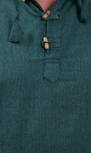 Košile Nepál / ETNO KURTA s kapucí smaragdově zelená
