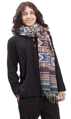 Šál INDI aztek modrá I.