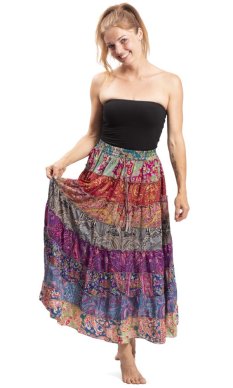 Volánová sukňa v etno štýle multicolor LIII.