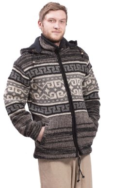 Vlněná svetrobunda NORTH šedočierny melír