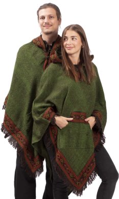 Ponczo wełniane LAHARA RUNA zielone