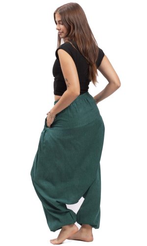 Harémové kalhoty / Sultánky CLASSIC PLEATS smaragdová