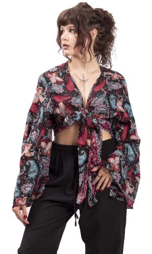 Bolero GITA z długim rękawem czarno-czerwone I.