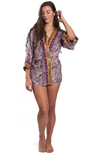 Kimono GLOS šedo-fuchsiové