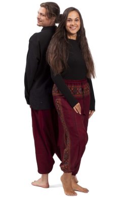 Ciepłe szarawary / Spodnie haremki BIHAR czerwony II.