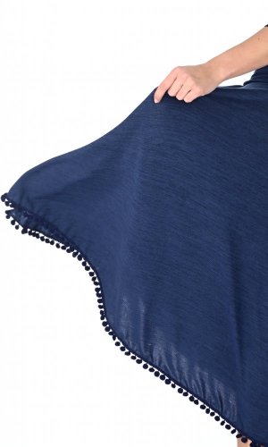 Długa ciepła spódnica Tassel niebieska