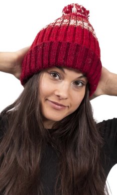 Vlnená čiapka s brmbolcom / červená V.