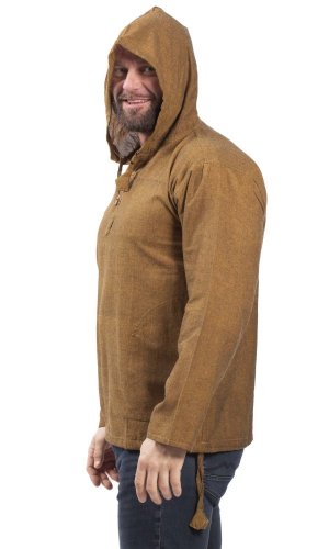 Koszula indyjska / ETNO KURTA s kapucí okrová - Rozmiar: M