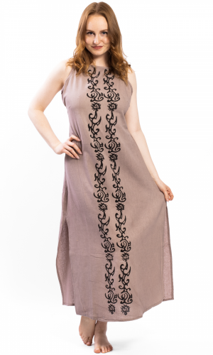 Damska sukienka długa MYSTERY moka - Rozmiar: XL