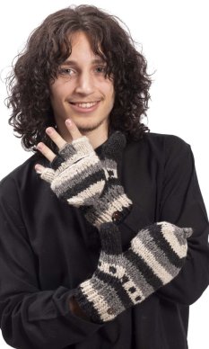 Vlněné převlékací rukavice / černo-bílé III.