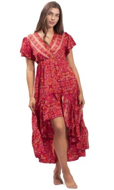 Długa sukienka damska SNEHA czerwona III.