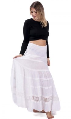 ADITI – kolesová sukňa s čipkou biela
