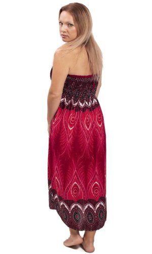 Dlouhá sukně / šaty THAI PEACOCK červená I.