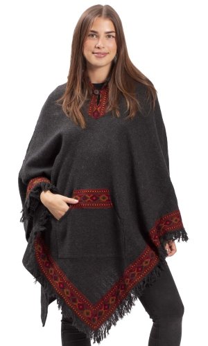 Vlněné pončo LAHARA RUNA tmavě šedé