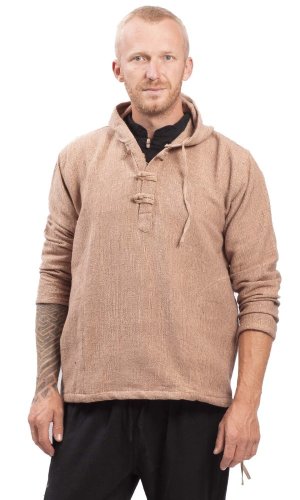 Bluza unisex z kapturem RAHUL WAFLAR beżowy - Rozmiar: XL