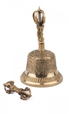 Dzwon tybetański DILBU złoty IV. ↑ 20 cm