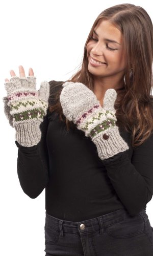 Vlněné převlékací rukavice / zeleno-šedé I.