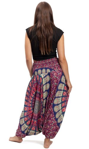 Harémové kalhoty / Sultánky THAI MANDALA červeno-modré