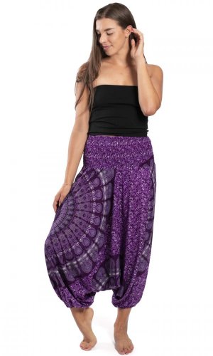 Harémové kalhoty / Sultánky Mandala fialová