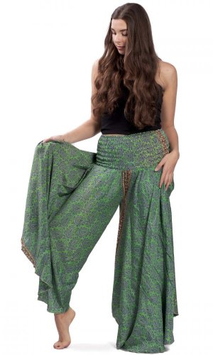 Kolesová nohavicová sukňa PARIPA zelená III.