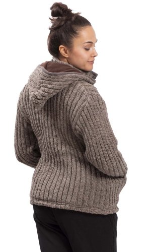 Kurtka dzianinowa PAHARI brązowa - Rozmiar: M