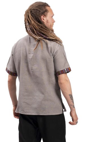 Košile Nepál / ADORN s krátkým rukávem světle šedá