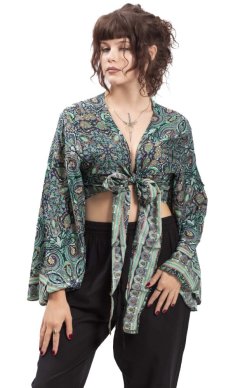 Bolero GITA z długim rękawem zielone II.