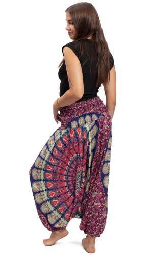 Harémové kalhoty / Sultánky THAI MANDALA červeno-modré
