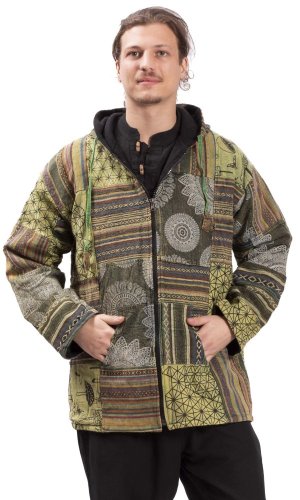 Ciepła kurtka PATCHWORK HARMONY zielona