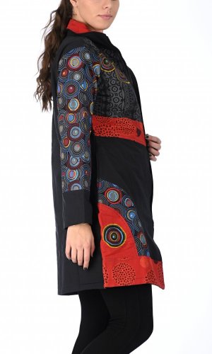Dámský kabát Parvati černo-červený - Velikost: M
