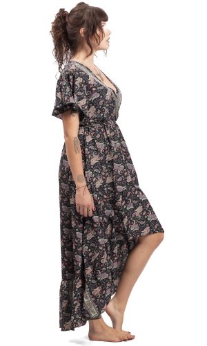 Dámské šaty dlouhé SNEHA černo-červené II.