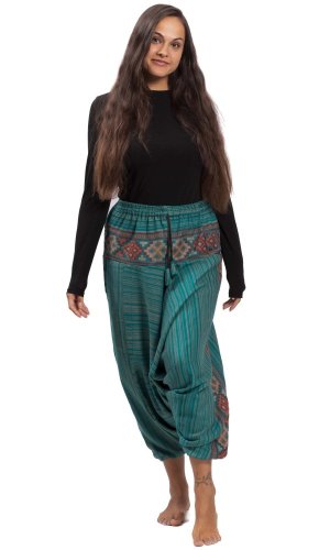 Ciepłe szarawary / Spodnie haremki BIHAR petrol I.