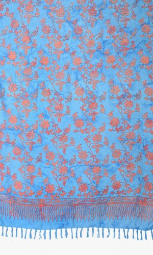 Sarong BALI BATIK flower lososovo-modrý