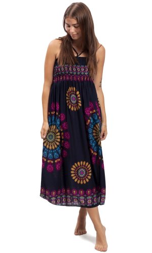 Dlouhá sukně / šaty THAI MANDALA černá I.