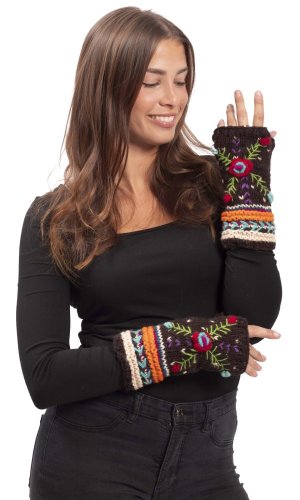 Vlněné návleky na ruce BASANTA / hnědé I.