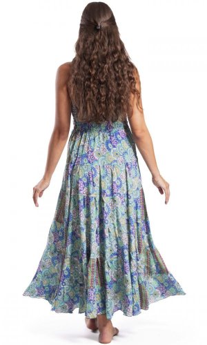 Długa sukienka damska SARAI fioletowo-turkusowa