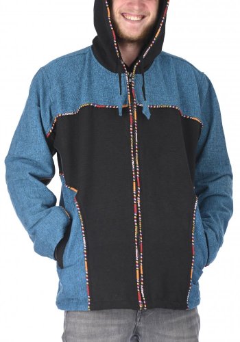 Bunda s kapucí Praja černo-modrá - Velikost: XL
