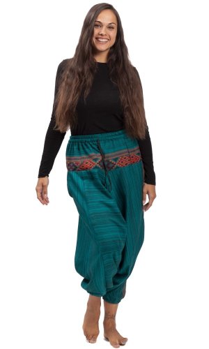 Teplé harémové kalhoty BIHAR petrolejová II.