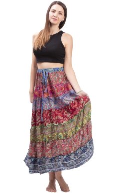 Spódnica z falbanką w etnicznym stylu multicolor XX.