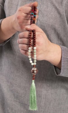 Meditační náhrdelník MALA světle zelený III.