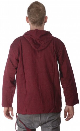Koszula indyjska / ETNO KURTA z kapturem bordowo-czerwona