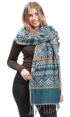 Šál INDI aztek modrá IV.