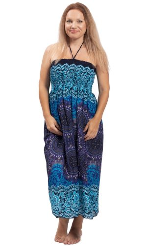 Dlouhá sukně / šaty THAI RINGS modrá I.