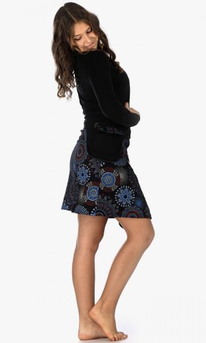 Krátká zavinovací sukně se cvočky černo-modrá