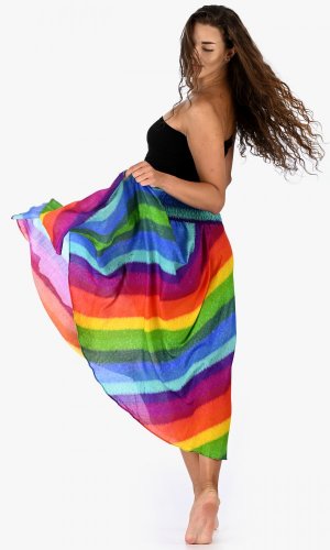 Dlouhá sukně Rainbow duhová - Velikost: XL