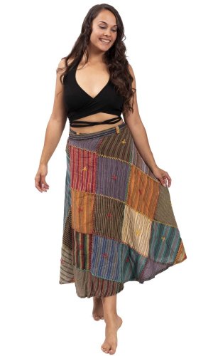 Długa spódnica kopertowa KANTHA / zrównoważone kolory