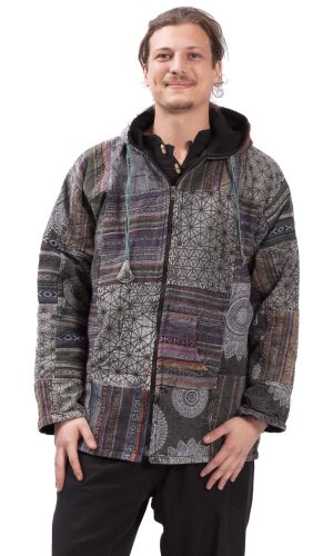 Ciepła kurtka PATCHWORK HARMONY szara - Rozmiar: XL